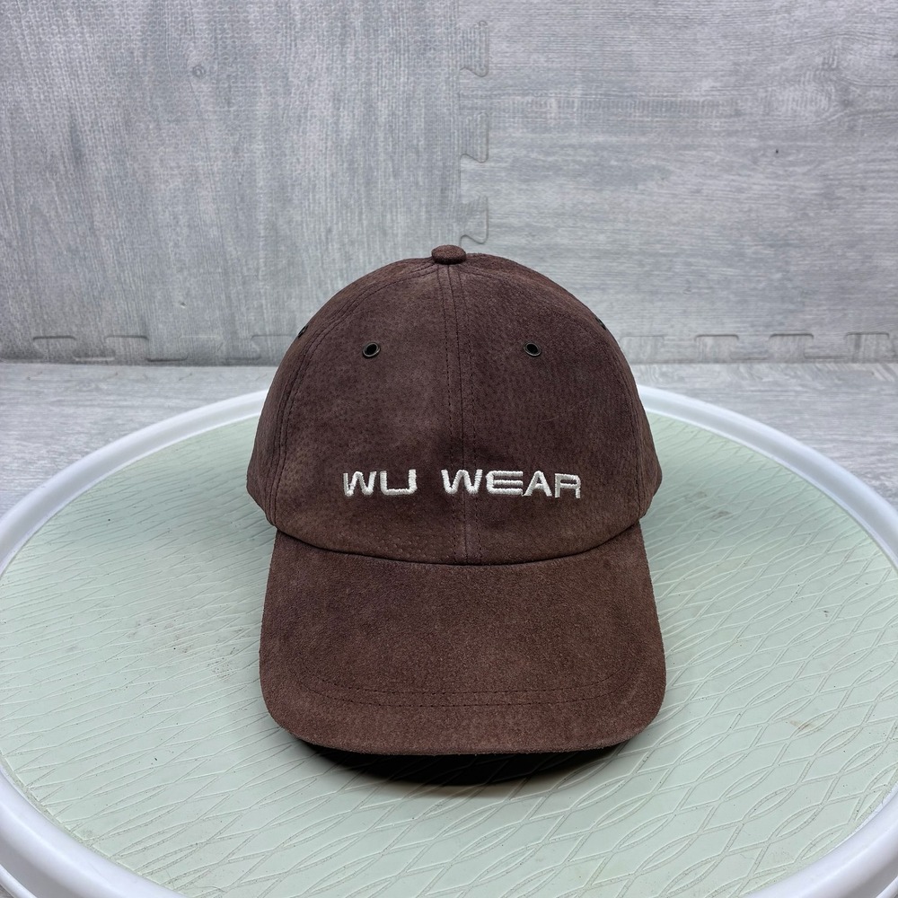 Vintage Wu Wear Hat Mens Brown Suede Embroidered Logo Strap Back Wu Tang Clan